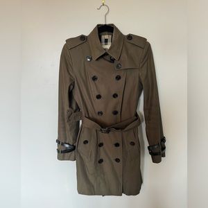 Authentic Burberry Trench Coat Dark Green Leather
